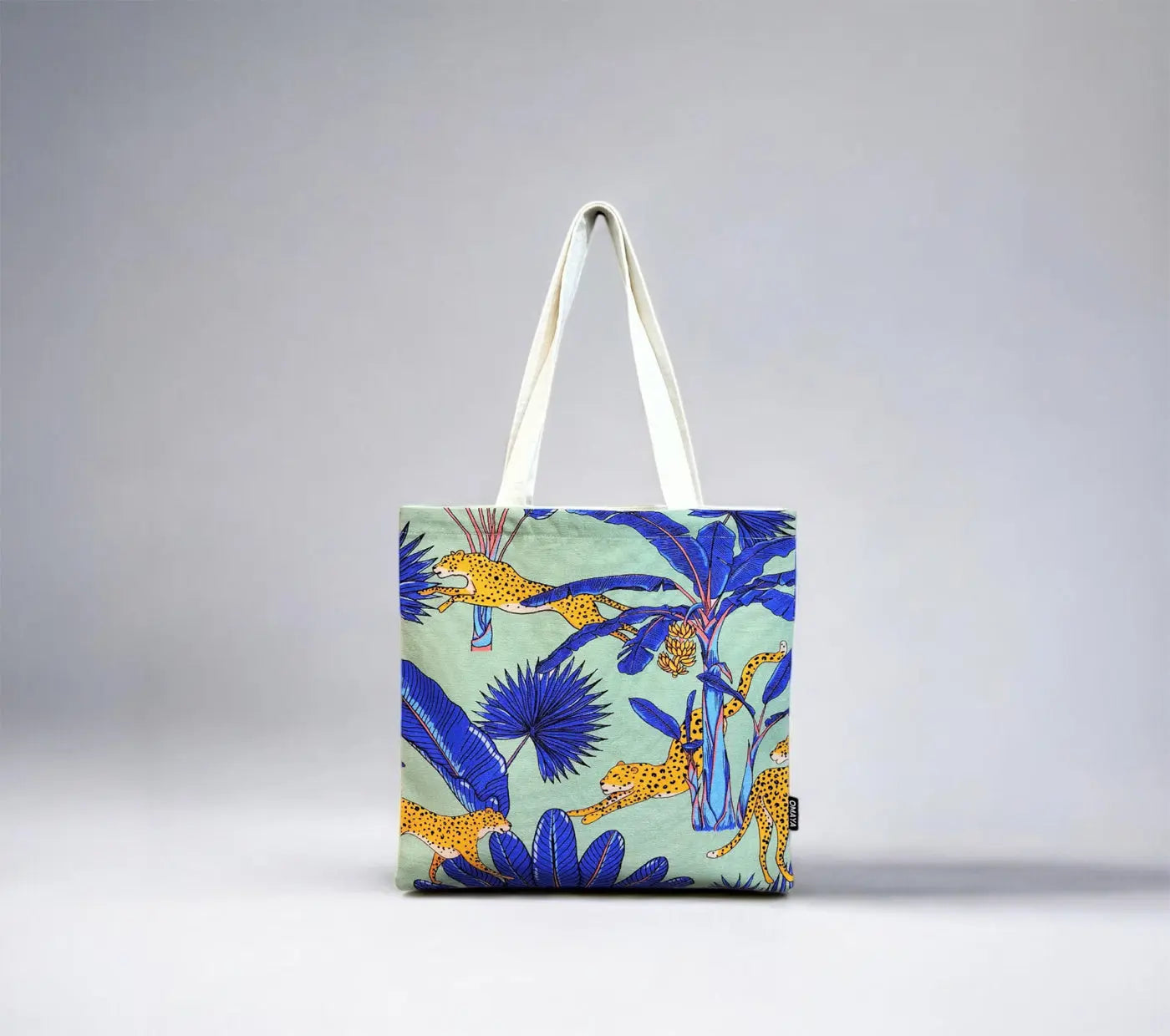 House of Omaya "Tropical Cheetah Printed Canvas Tote Bag (Size 34x36 Cms.) canvas tote bag,designer tote bag Product vendor