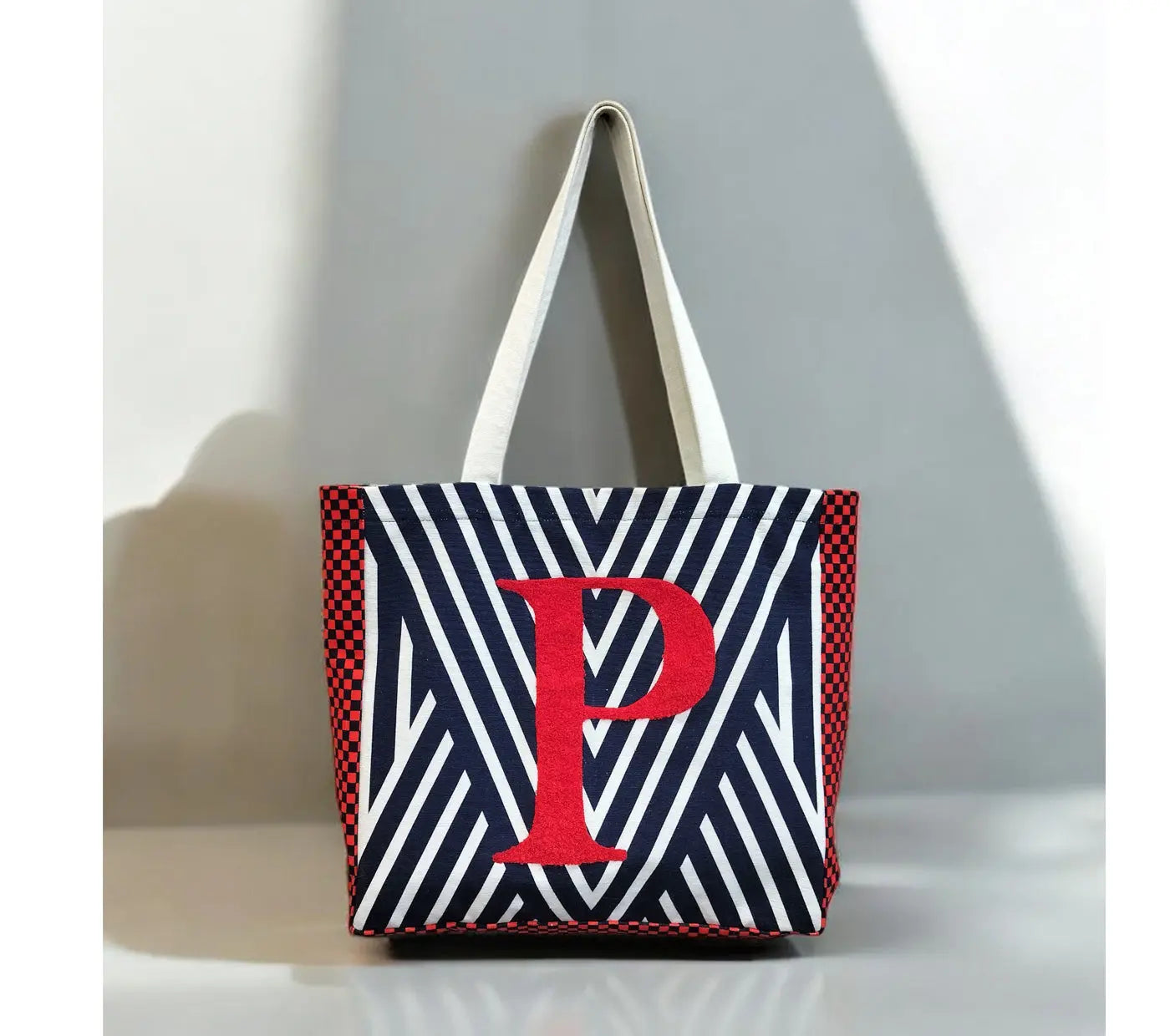House of Omaya Printed Customizable Embroidery Name Initial Canvas Tote bag 34x36 cm. Personalized tote bag Name Initial tote bag Product vendor
