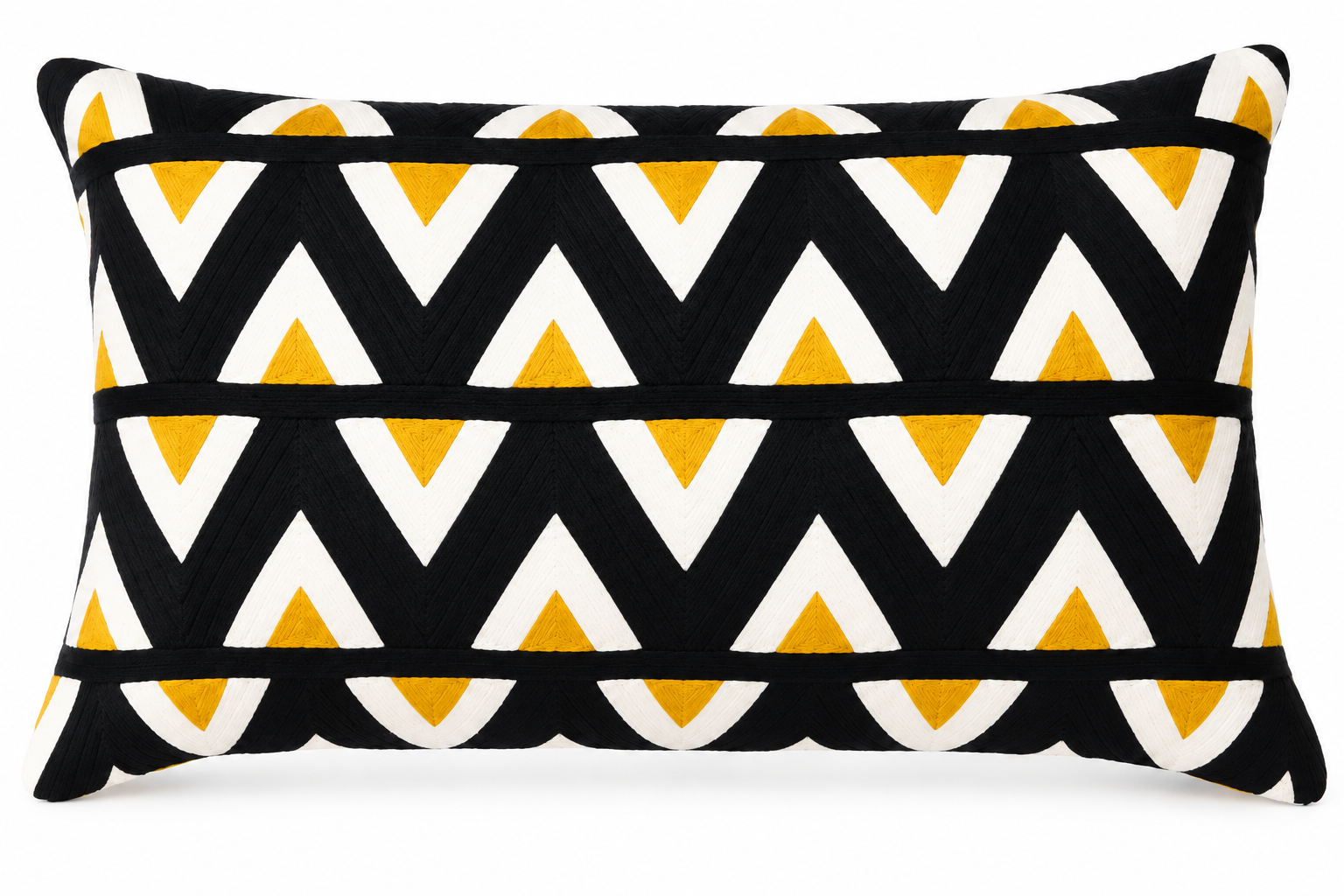Embroidered Chevron Pattern Cushion Cover 30X50 Cms