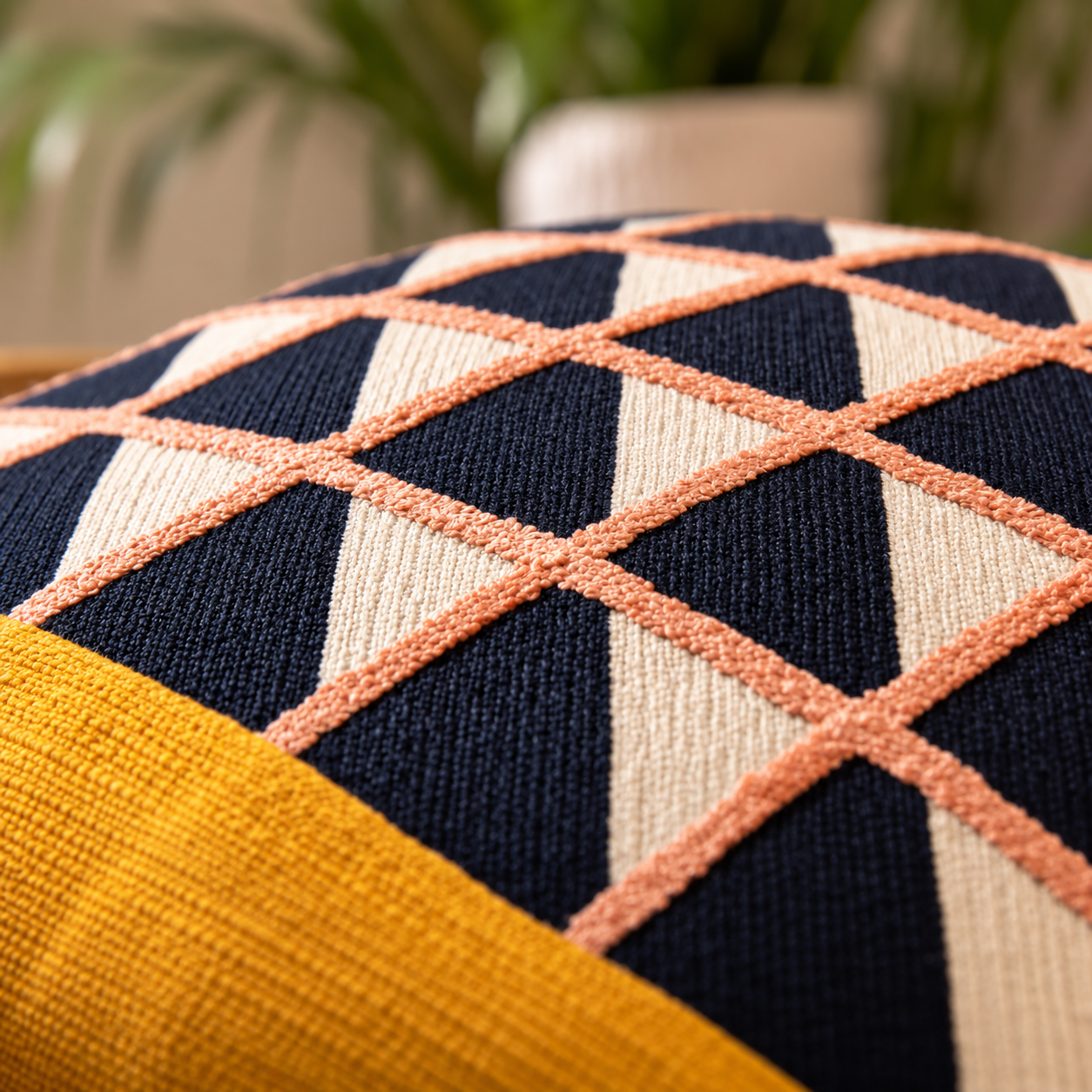 Geo Triangles Embroidered Cushion Cover 50X50Cms