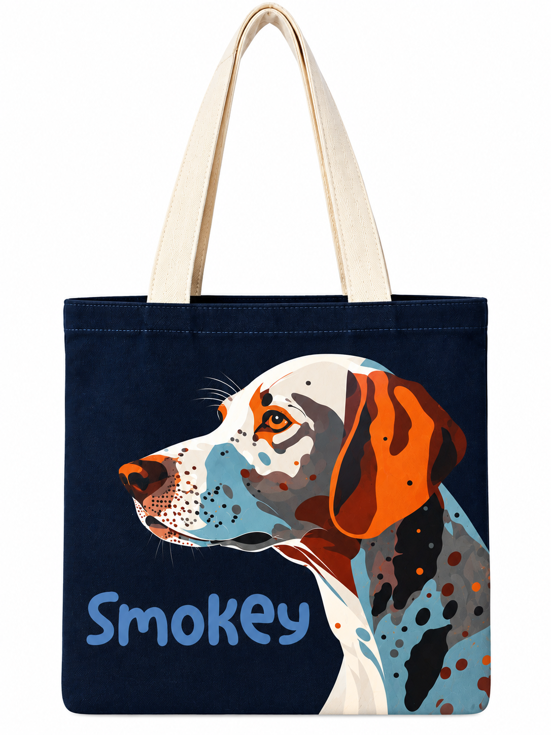 Smokey Dog Print Cotton Canvas Tote Bag – 36 × 40 cm