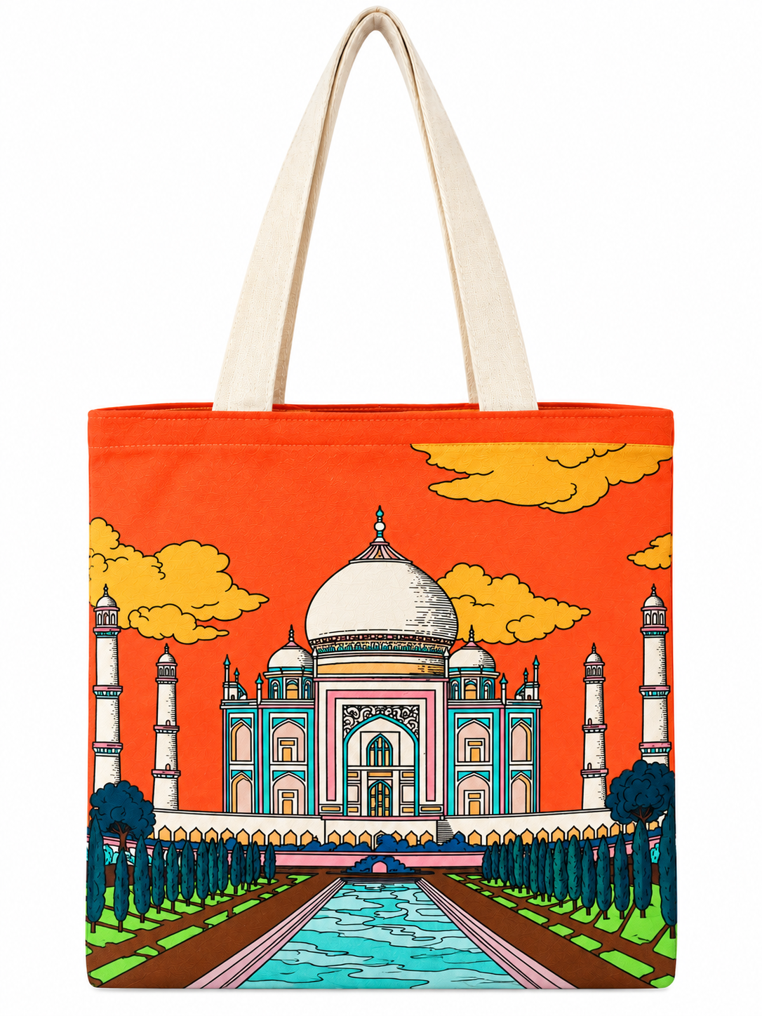 Taj Mahal Heritage Print Cotton Canvas Tote Bag – 36 × 40 cm