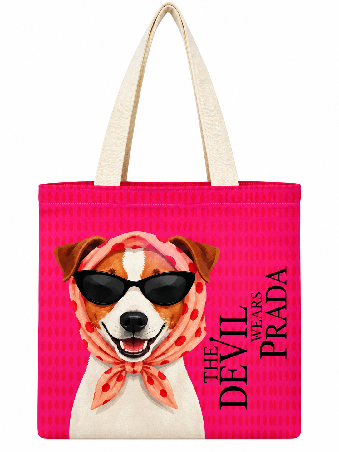 The Devil Wears Prada Dog Print Cotton Canvas Tote Bag – 36 × 40 cm