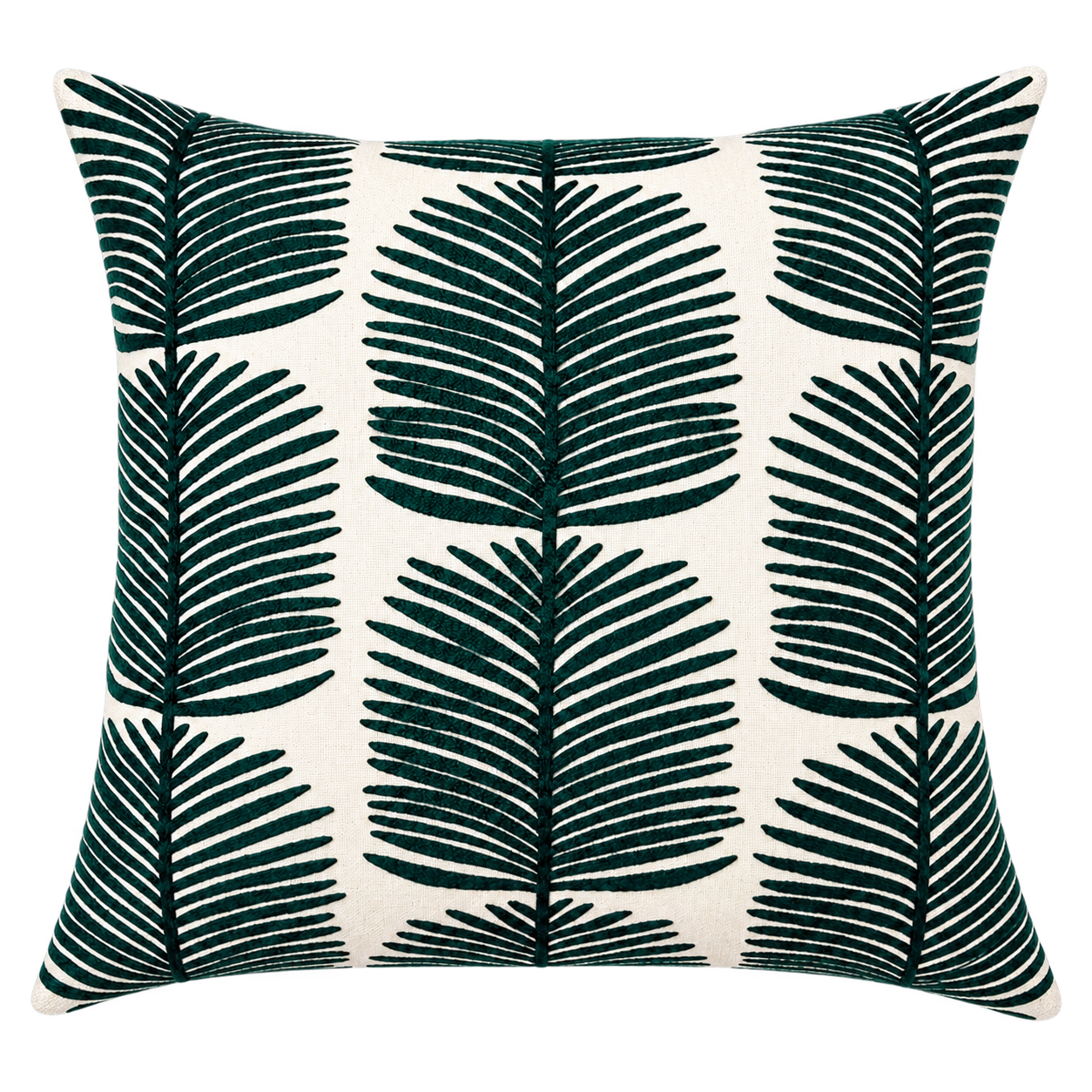 Embroidered Leaves Cotton Cushion Cover 50X50Cms