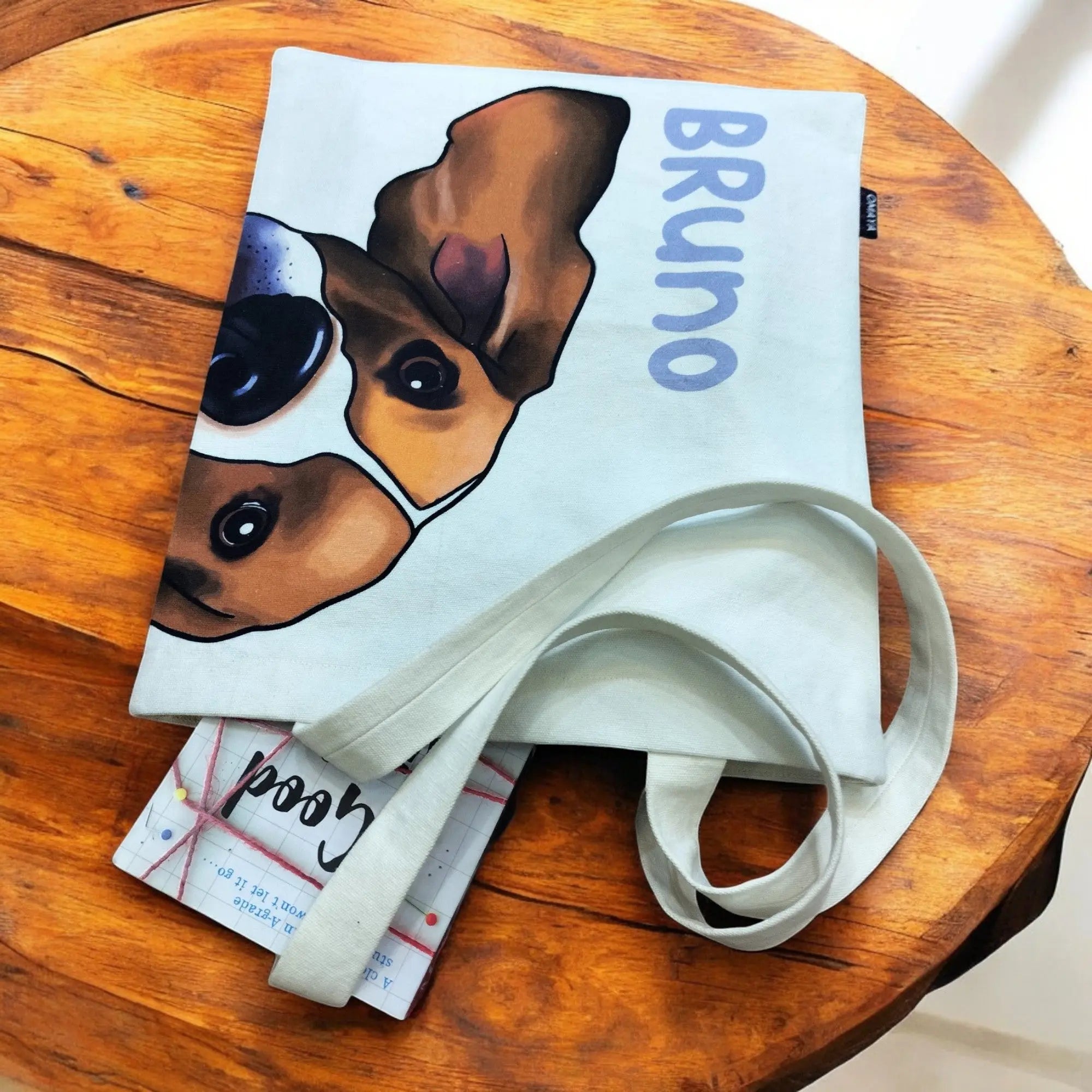 "Personalized Beagle Peek Tote – Bruno Edition" Size - 34X36 Product vendor