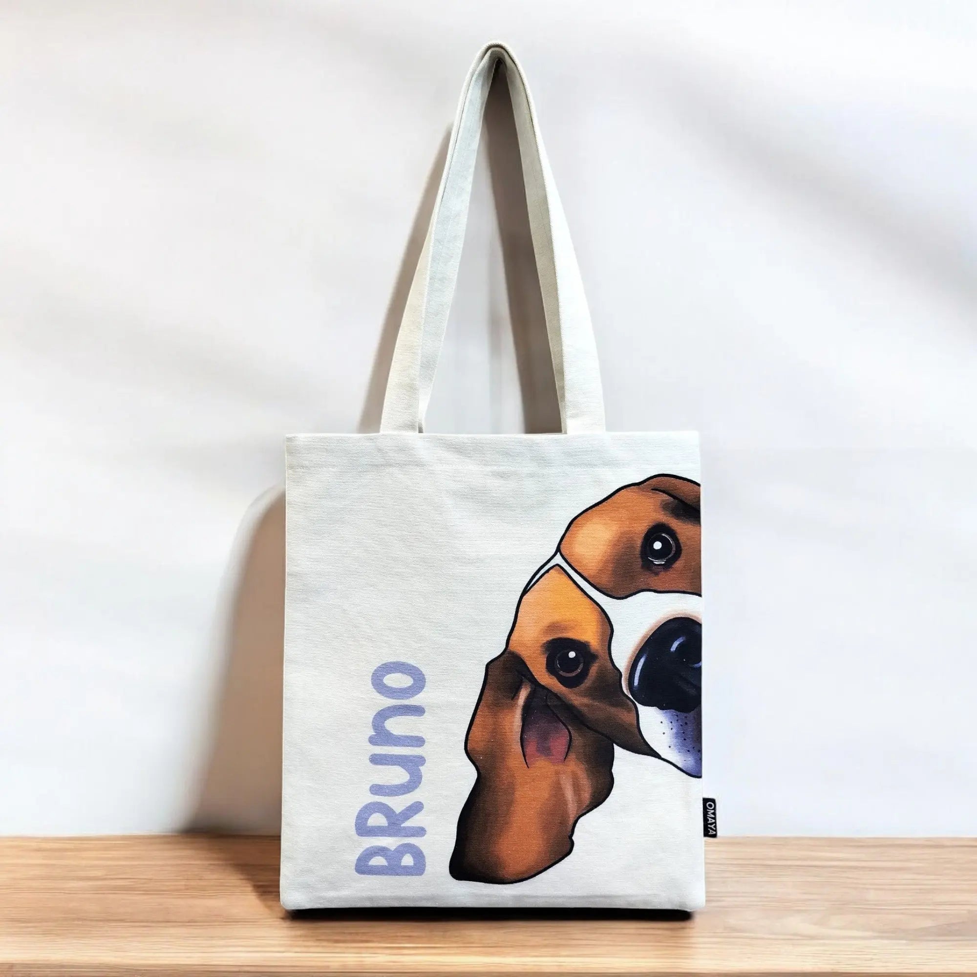 "Personalized Beagle Peek Tote – Bruno Edition" Size - 34X36 Product vendor