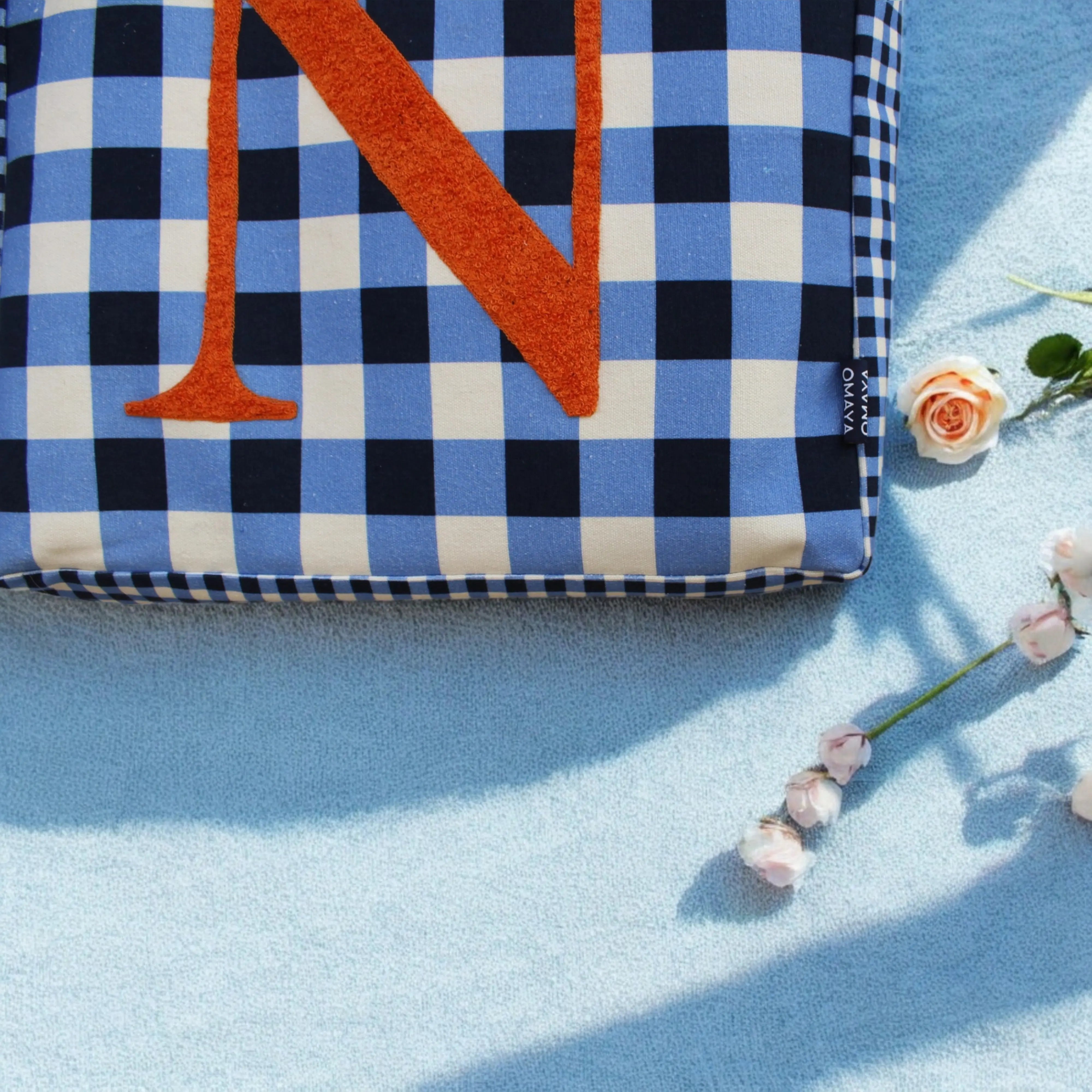 House of Omaya ( N )Alphabet Printed Customizable Embroidery Name Initial Canvas Tote bag 34x36 cm. Personalized tote bag Name Initial tote bag Product vendor