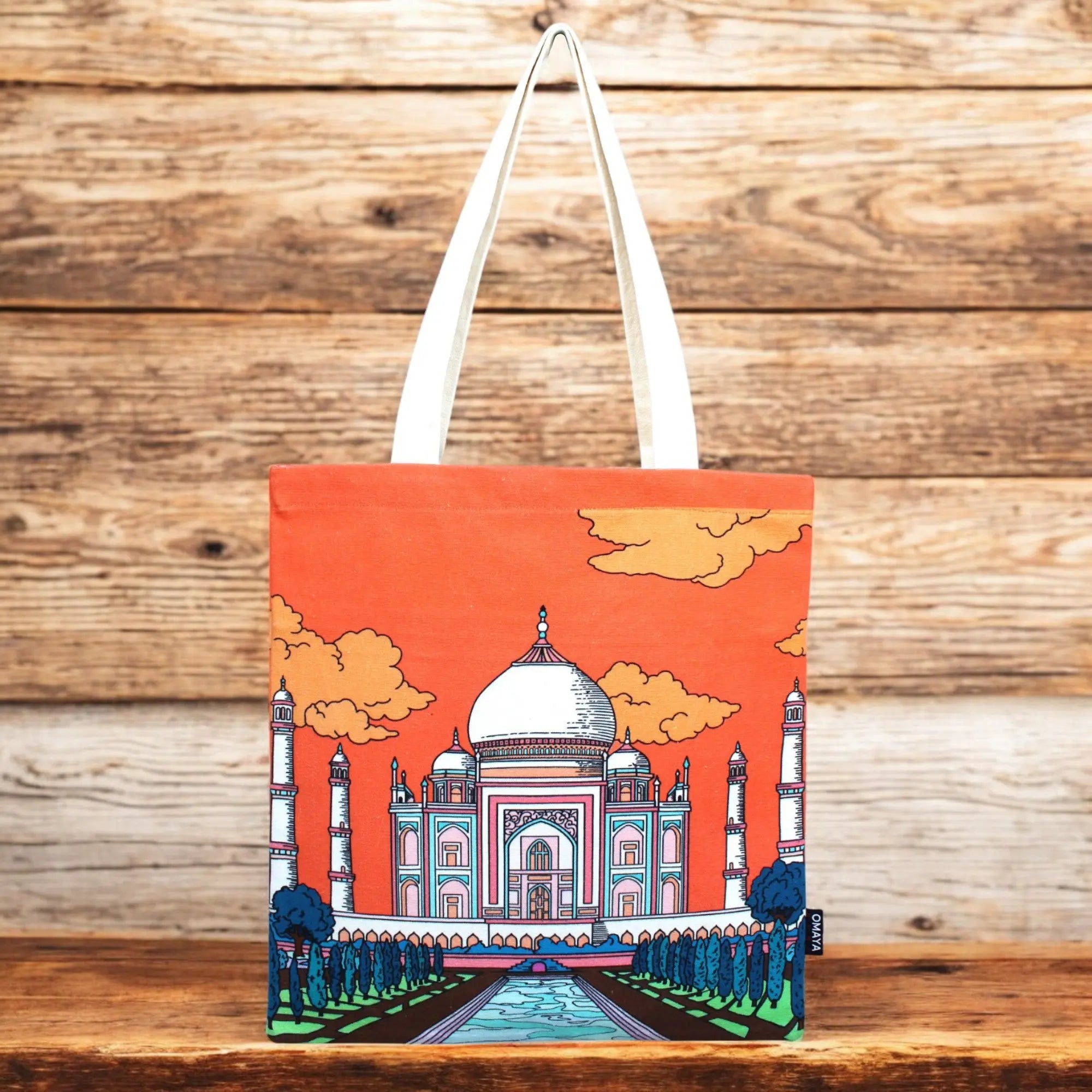 House of Omaya Cotton Canvas "Taj Mahal Illustration Tote Bag – Heritage Collection" Product vendor