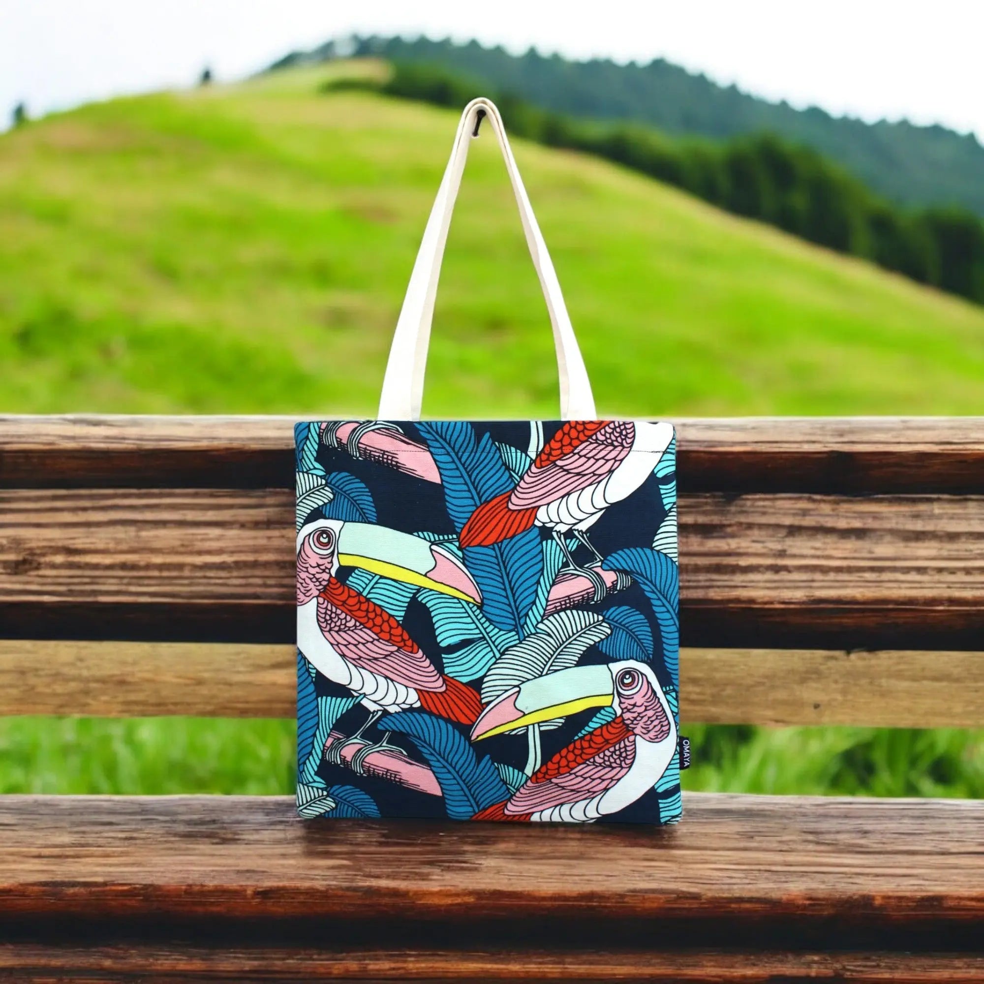 House of Omaya Cotton Canvas Toucan Printed Tote Bag Size 34X36 Cms. Product vendor