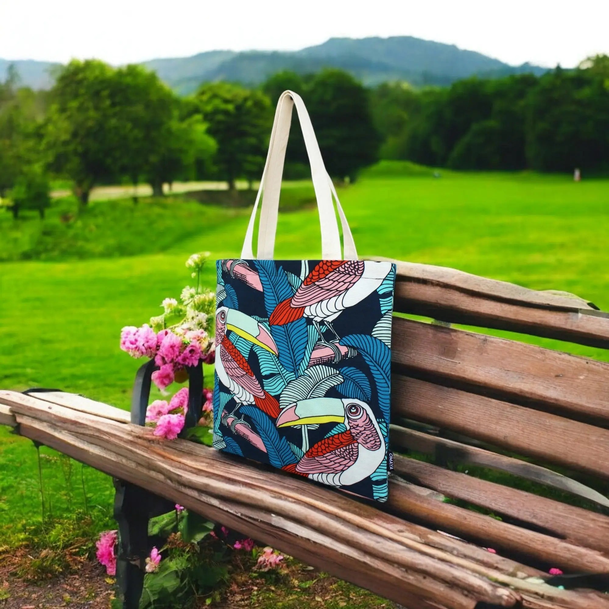 House of Omaya Cotton Canvas Toucan Printed Tote Bag Size 34X36 Cms. Product vendor
