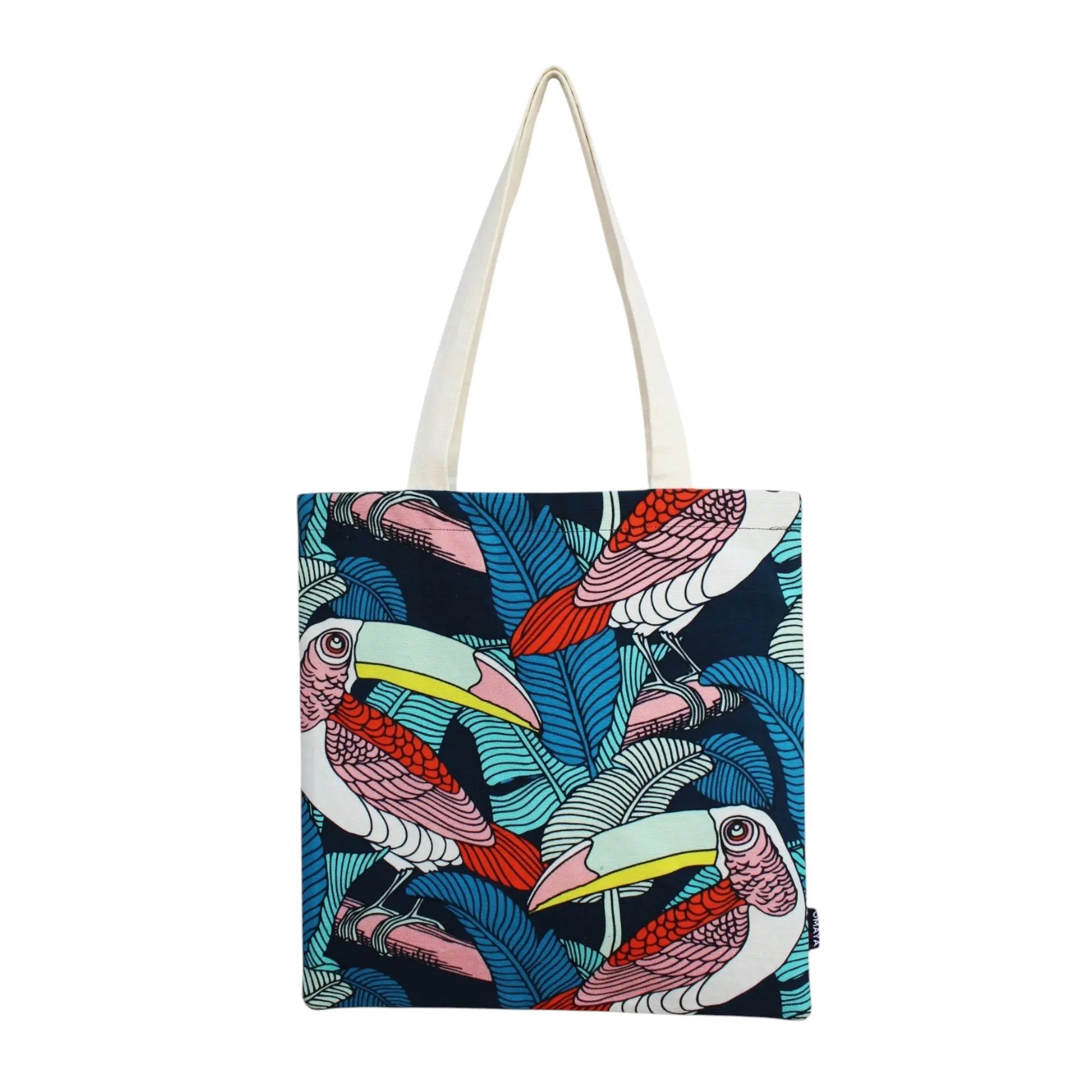 House of Omaya Cotton Canvas Toucan Printed Tote Bag Size 34X36 Cms. Product vendor