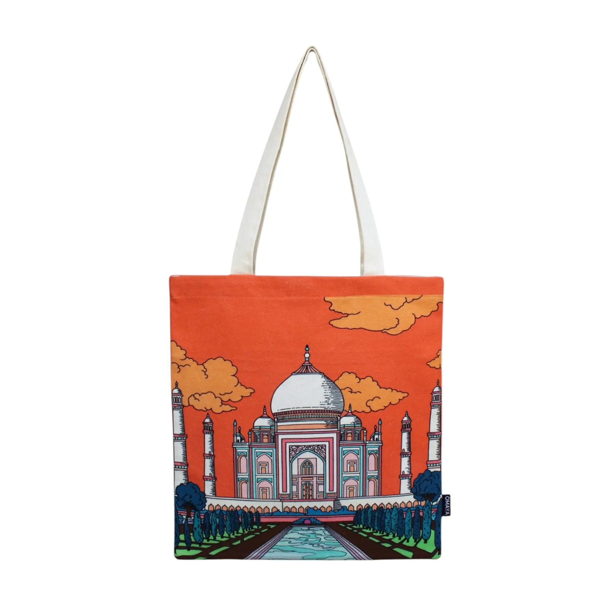 House of Omaya Cotton Canvas "Taj Mahal Illustration Tote Bag – Heritage Collection" Product vendor