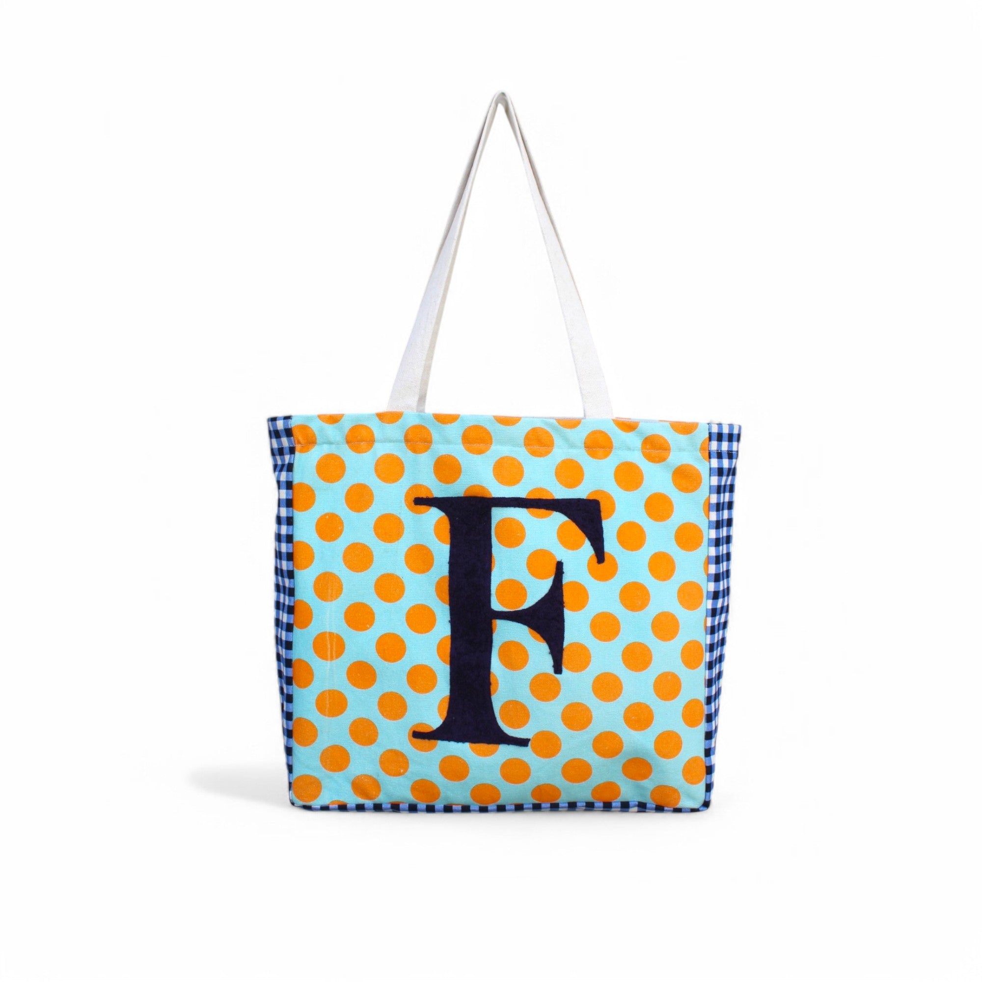 House of Omaya (F) Polka Dot Personalized Canvas Tote Bag – Trendy & Spacious Everyday Carry