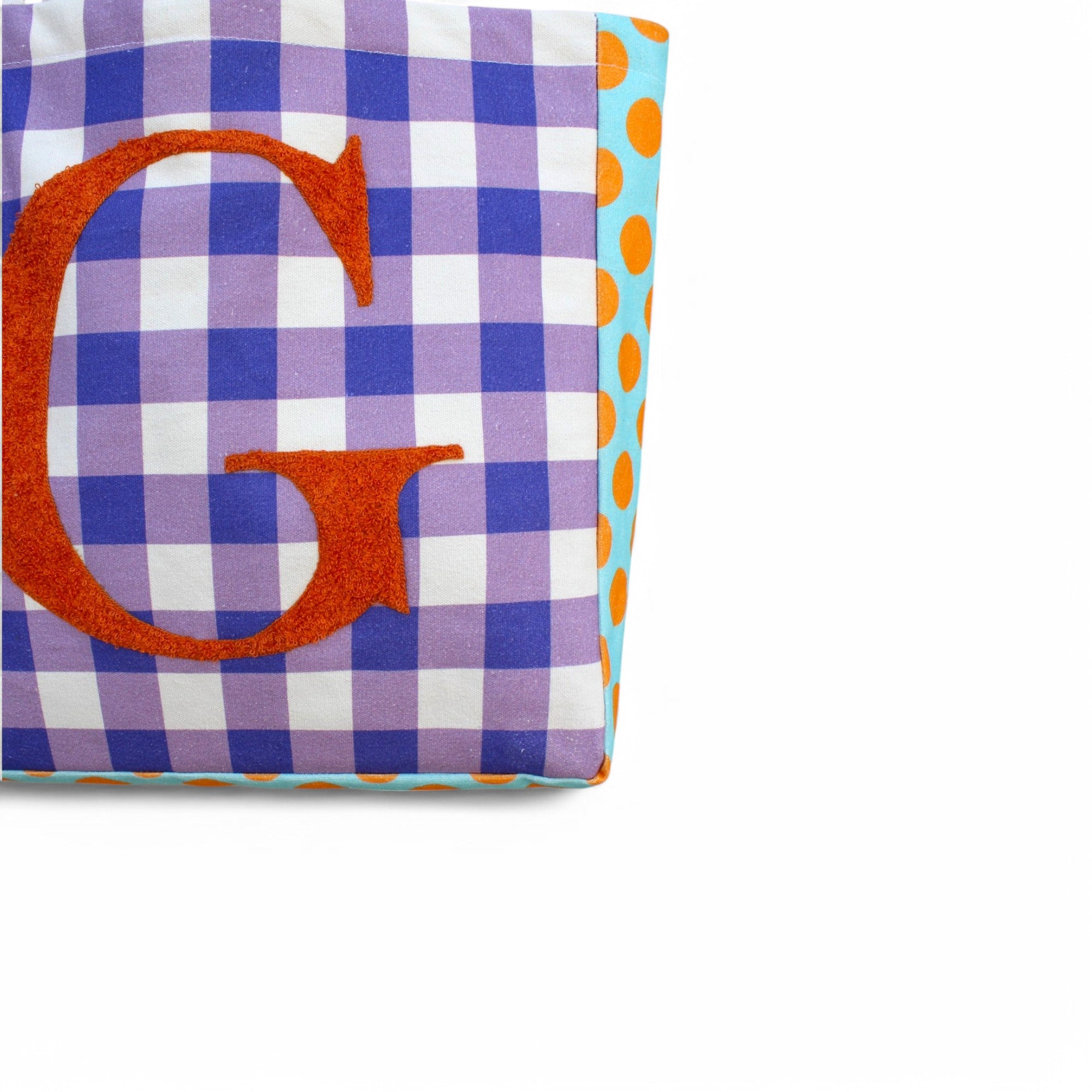 House of Omaya ( G )Alphabet Printed Customizable Embroidery Name Initial Canvas Tote bag 34x36 cm. Personalized tote bag Name Initial tote bag