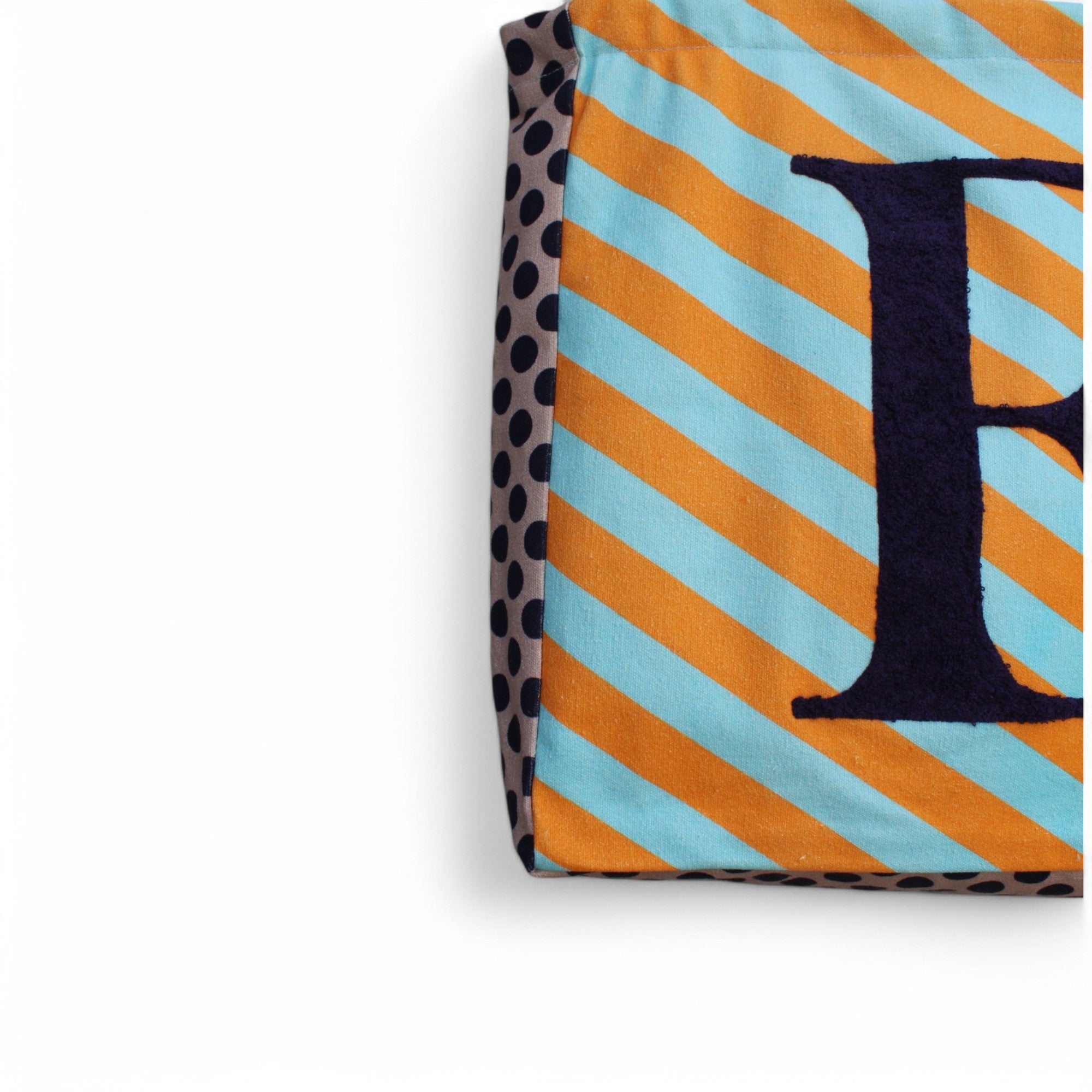 House of Omaya (E) Alphabet Striped Canvas Tote Bag – Personalized & Stylish Everyday Carry