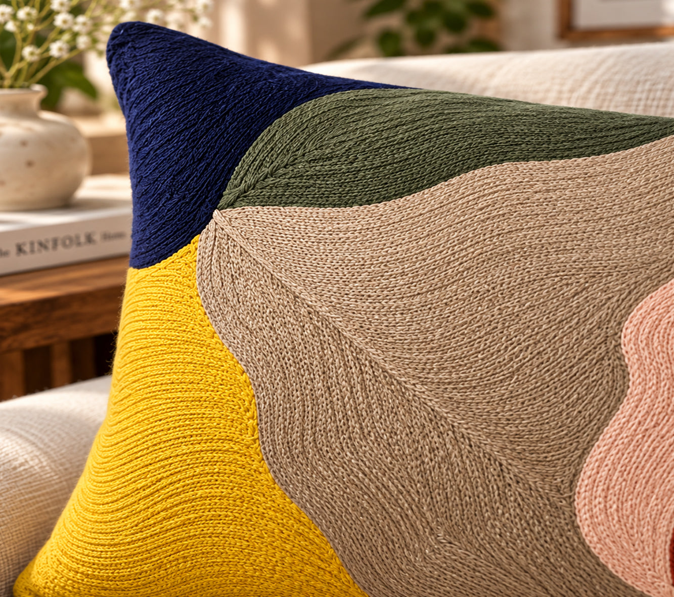 Abstract Embroidered Cushion Cover 30X50 Cms