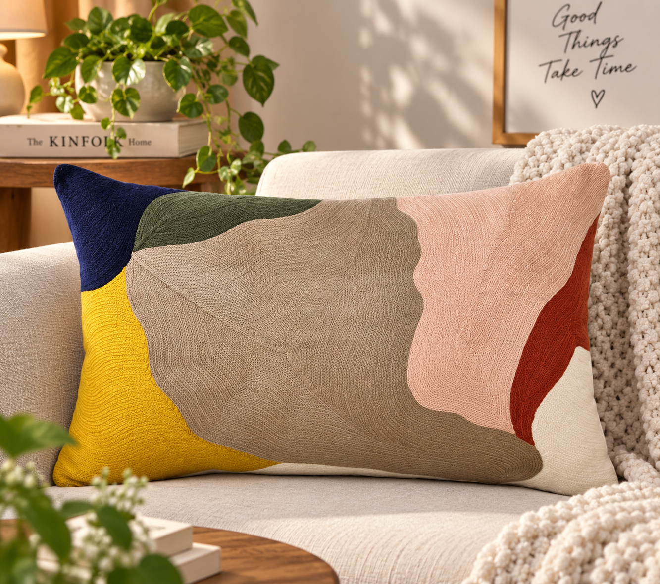Abstract Embroidered Cushion Cover 30X50 Cms