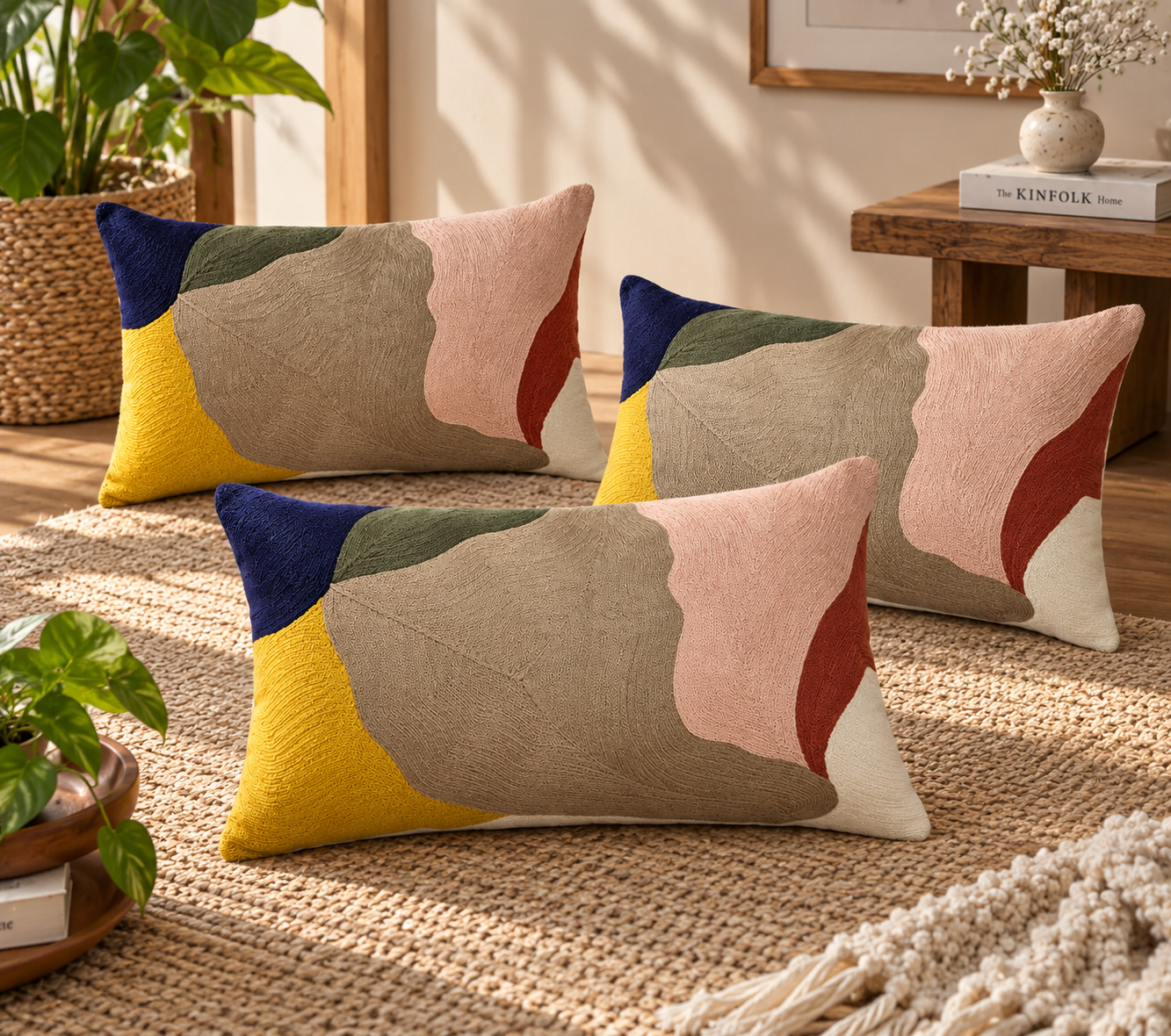 Abstract Embroidered Cushion Cover 30X50 Cms