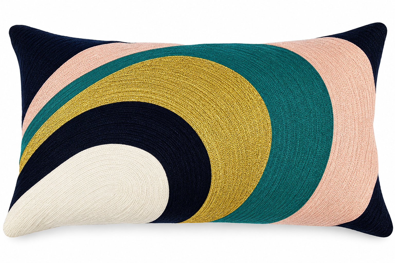 Elliptical Pattern Embroidered Cushion Cover 30X50 Cms