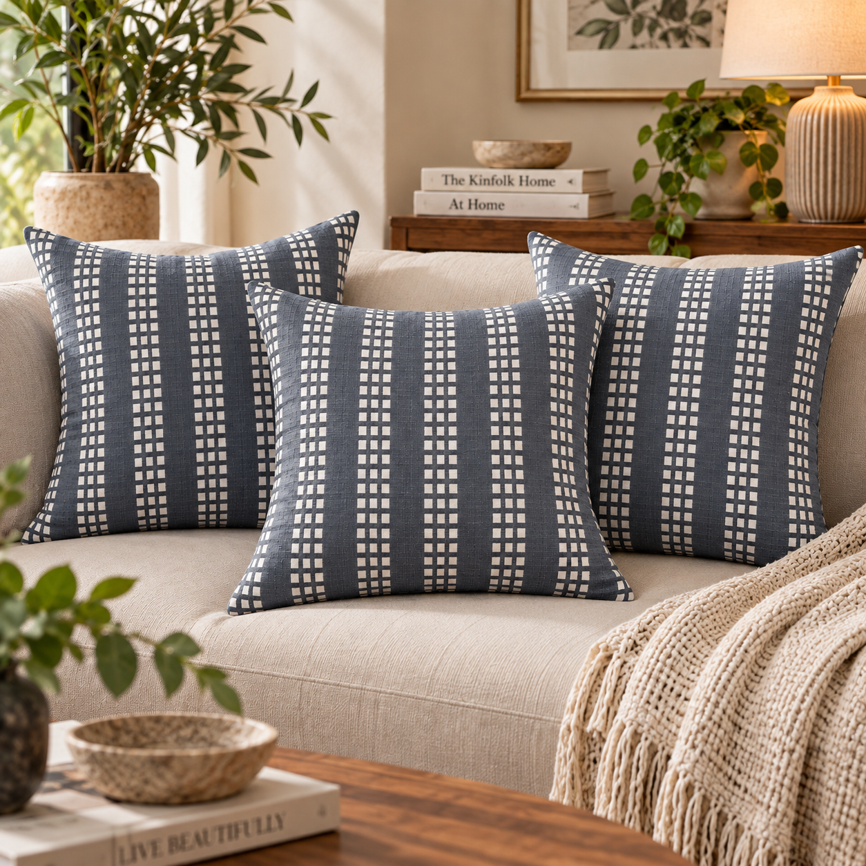 Geometrical Bagru Handblock Printed Cushion Cover 45X45 Cms (Dark Grey)