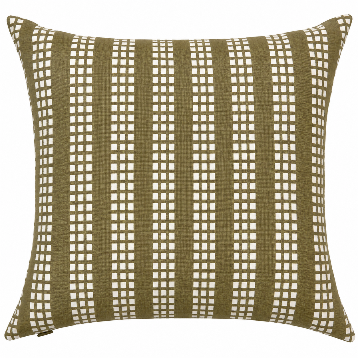 Geometrical Bagru Handblock Printed Cushion Cover 45X45 Cms (Olive Green)