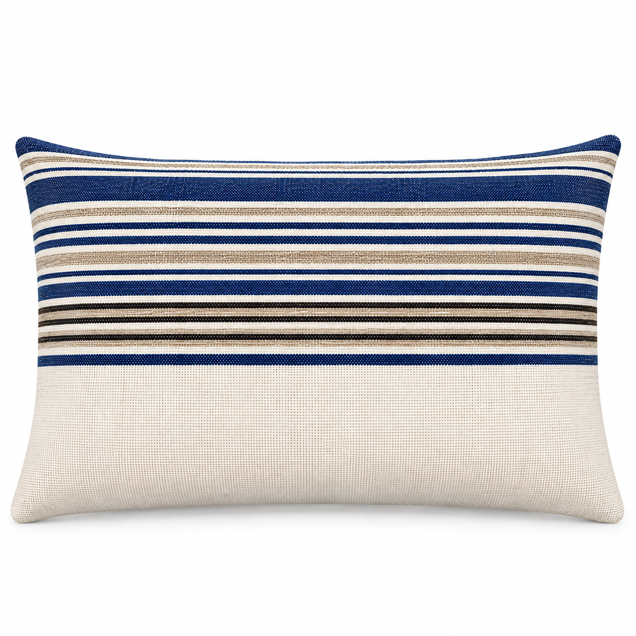Handloom Woven Blue Striped Cushion Cover 30X50 Cms