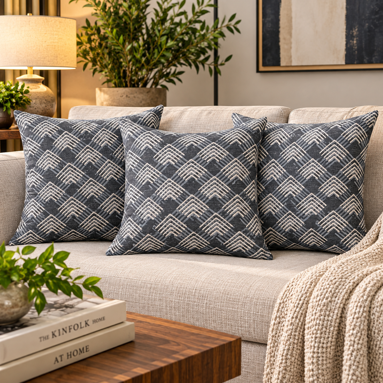 Geometrical Bagru Handblock Printed Cushion Cover 50X50 Cms