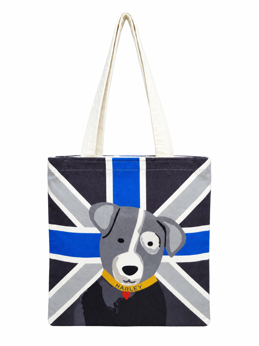 Harley Dog Printed Cotton Canvas Tote Bag – 36 × 40 cm