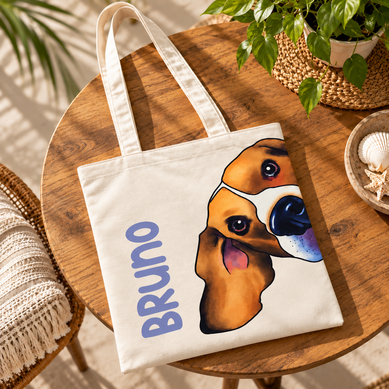 Bruno Dog Printed Cotton Canvas Tote Bag – 36 × 40 cm