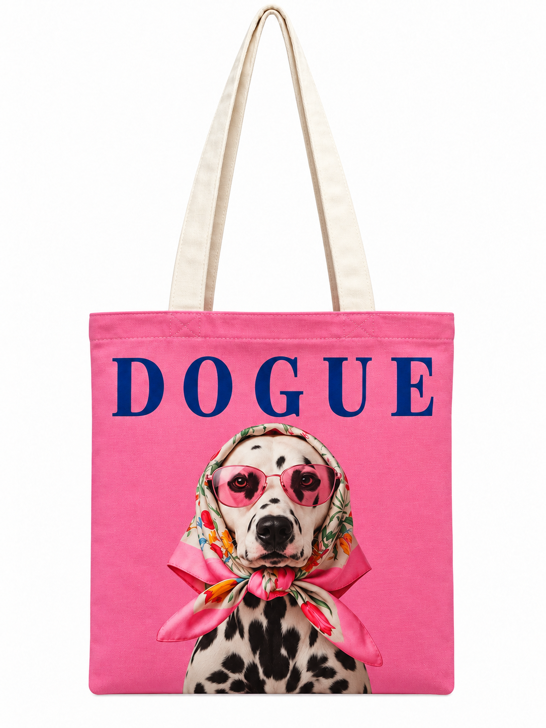 Dogue Pink Dog Printed Cotton Canvas Tote Bag – 36 × 40 cm