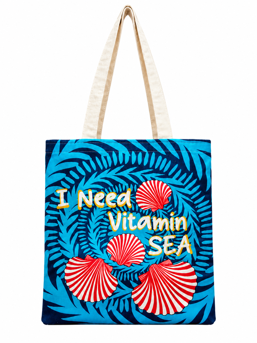I Need Vitamin Sea Printed Cotton Canvas Tote Bag – 36 × 40 cm
