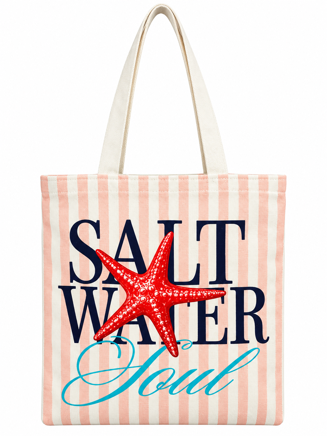 Salt Water Soul Starfish Printed Cotton Canvas Tote Bag – 36 × 40 cm