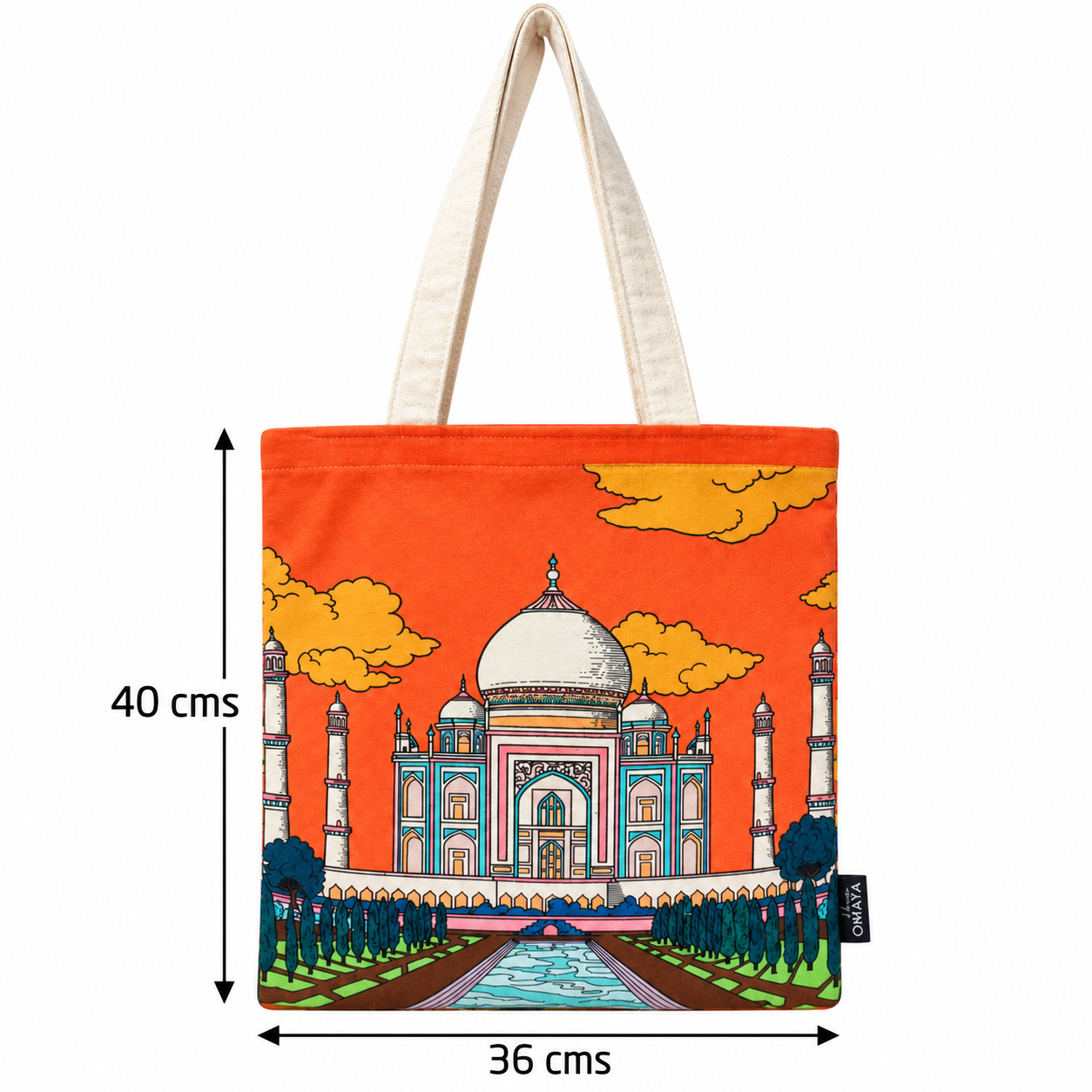 Taj Mahal Heritage Print Cotton Canvas Tote Bag – 36 × 40 cm