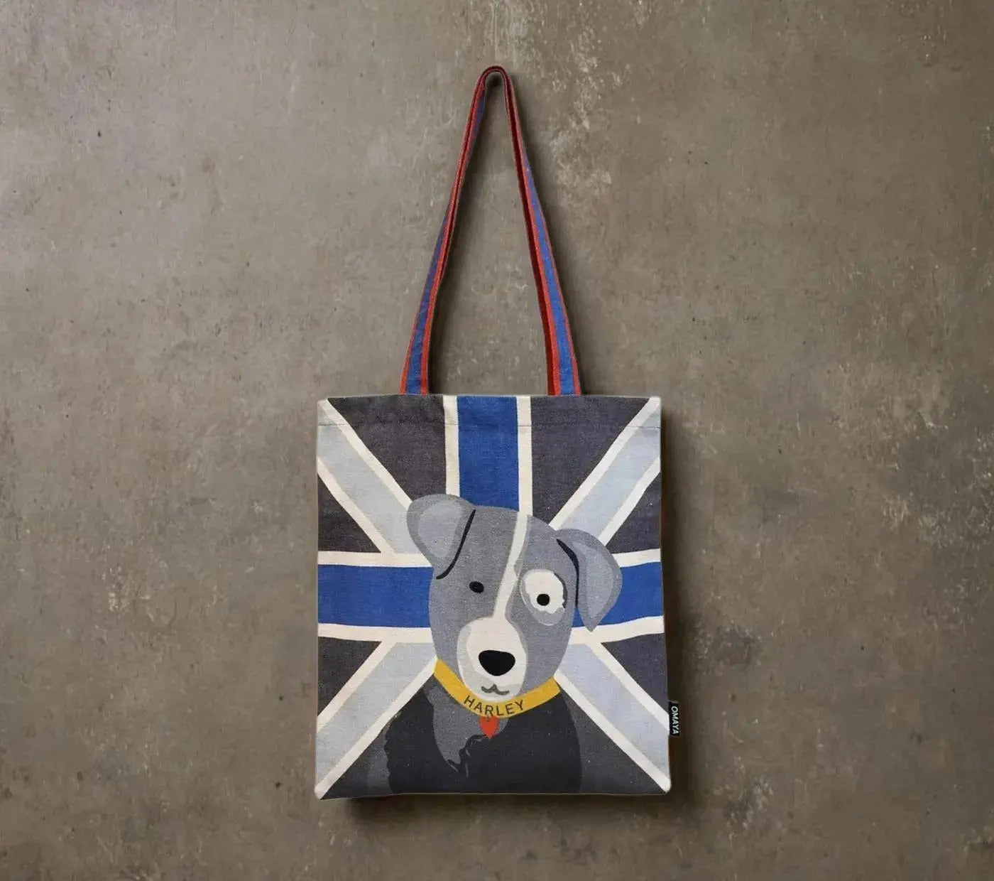house of Omaya Printed Harley The Pet Blue Tote Bag 34x36 cm. House of Omaya